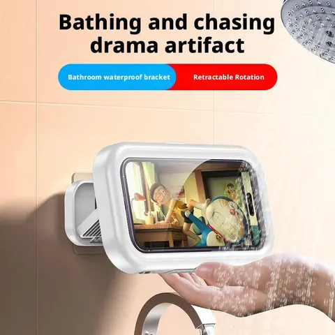 360° Rotating Waterproof Shower Phone Holder with Touch Screen - Wall-Mounted Design, Durable Electronics Accessory for 4"-7" Cell Phones, Easy Installation Stand for Mobile Devices