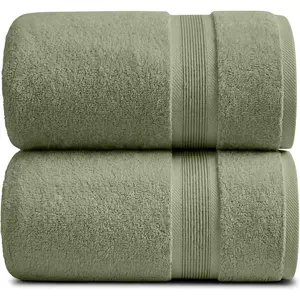 Oversized Bath Towels Set of 2 - 35% Bamboo Rayon 65% Zero Twist Cotton, Ultra Soft, Highly Absorbent, Oeko-TEX Standard 100 Certified