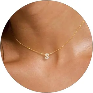 Initial Necklaces for Women Dainty  Letter Necklace Simple CZ Initial Choker Necklace  Letter Pendant Monogram Name Necklaces Trendy  Alphabet Necklaces for Teen Girls