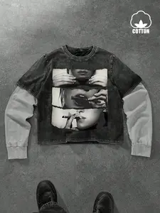 Men's Washable Cotton Two-Piece Hoodie, Cigarette Licking Pipe Weed Print, Casual Fashion Pullover, Comfortable and Stylish