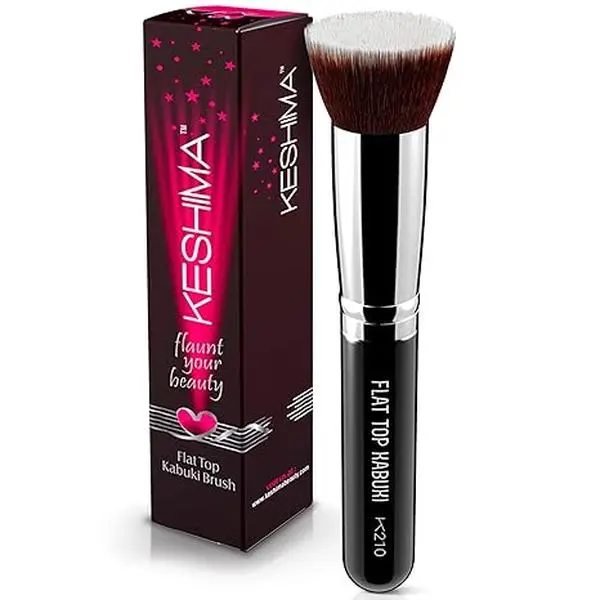 Flat Top Kabuki Foundation Brush By KESHIMA, Premium Makeup Brush | For Liquid, Cream, and Powder - Buffing, Blending, and Face - 1.2" Top Diameter