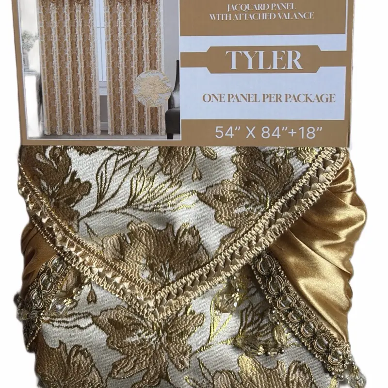 Glory Home Design Jacquard Window Panel with Attached Valance, Tyler Style, 1 Panel per Package