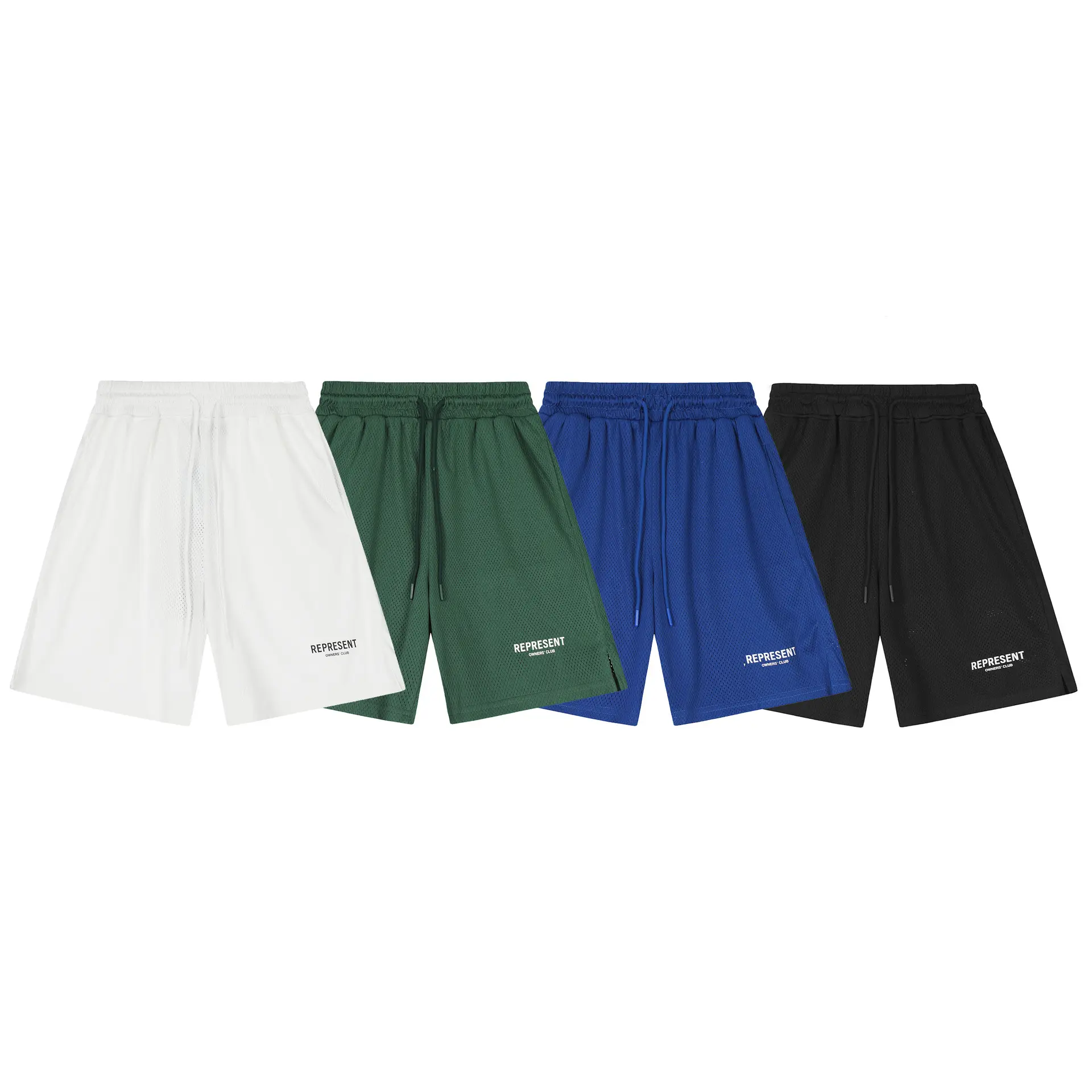 Represent Letter-Printed Basketball Shorts, Sporty and Casual Loose-Fit Drawstring Mesh Shorts