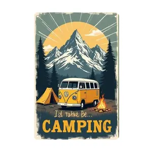 One Piece Vintage Yellow Volkswagen Camper Van Aluminum Sign for Home Office Cafe Bar Garage Holiday Wall Decor