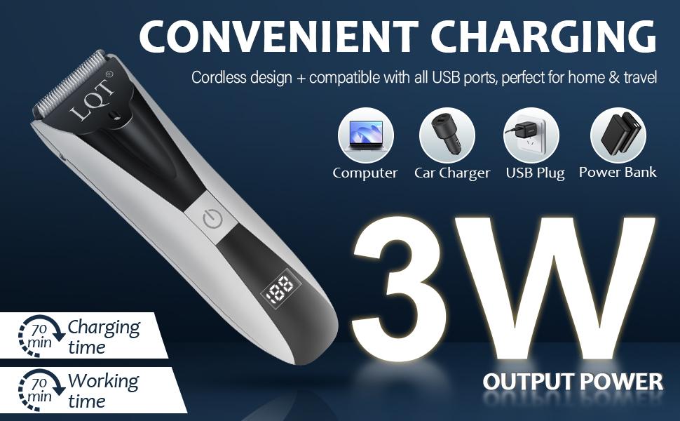LQT Cordless Hair Clipper for Women, Electric Bikini Trimmer, Body Hair Shaver, Pubic Hair Trimmer, Rechargeable Intimate Grooming Kit with LCD Display, 2 Guide Combs, USB Charging