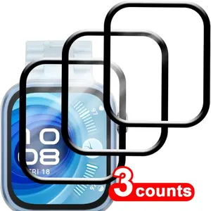 Three-Piece 3D Film Compatible with Huawei Watch Fit 3/4/4 Pro Curved Screen Protector, Durable Protective Cover for Smartwatch