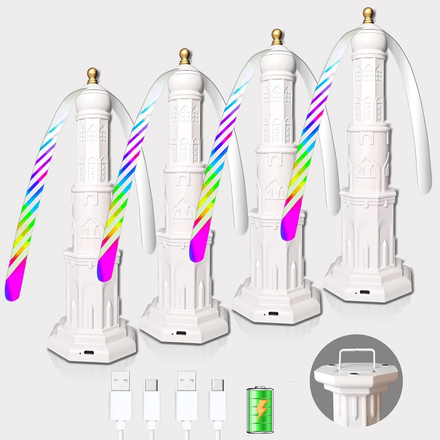 4pcs Food Fans for Tables Rechargeable,Retractable Food Spinner for Indoor Meals,Picnic,Party(White)