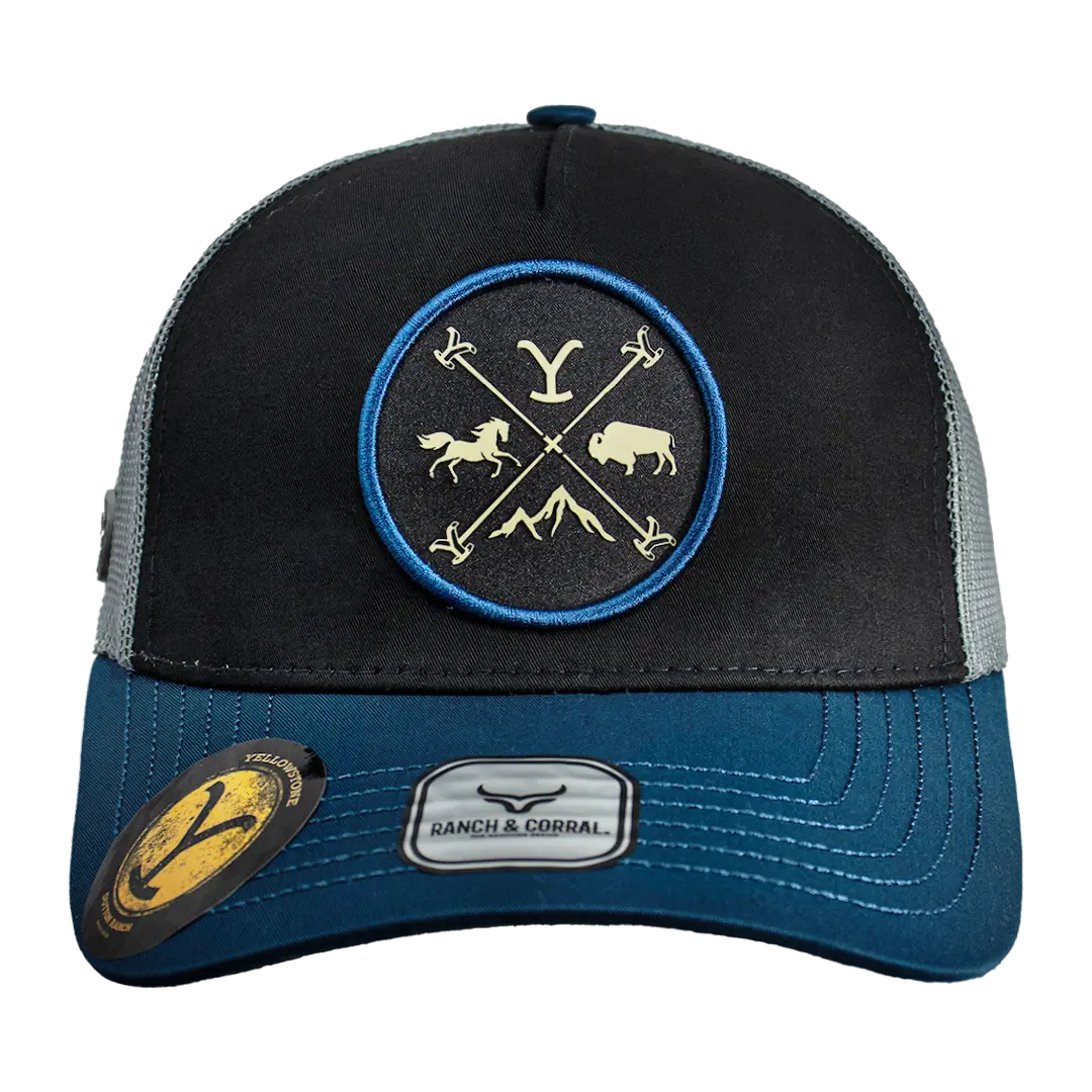 YELLOWSTONE COWBOY TRUCKER HAT RANCH & CORRAL AUTHENTIC -YW14
