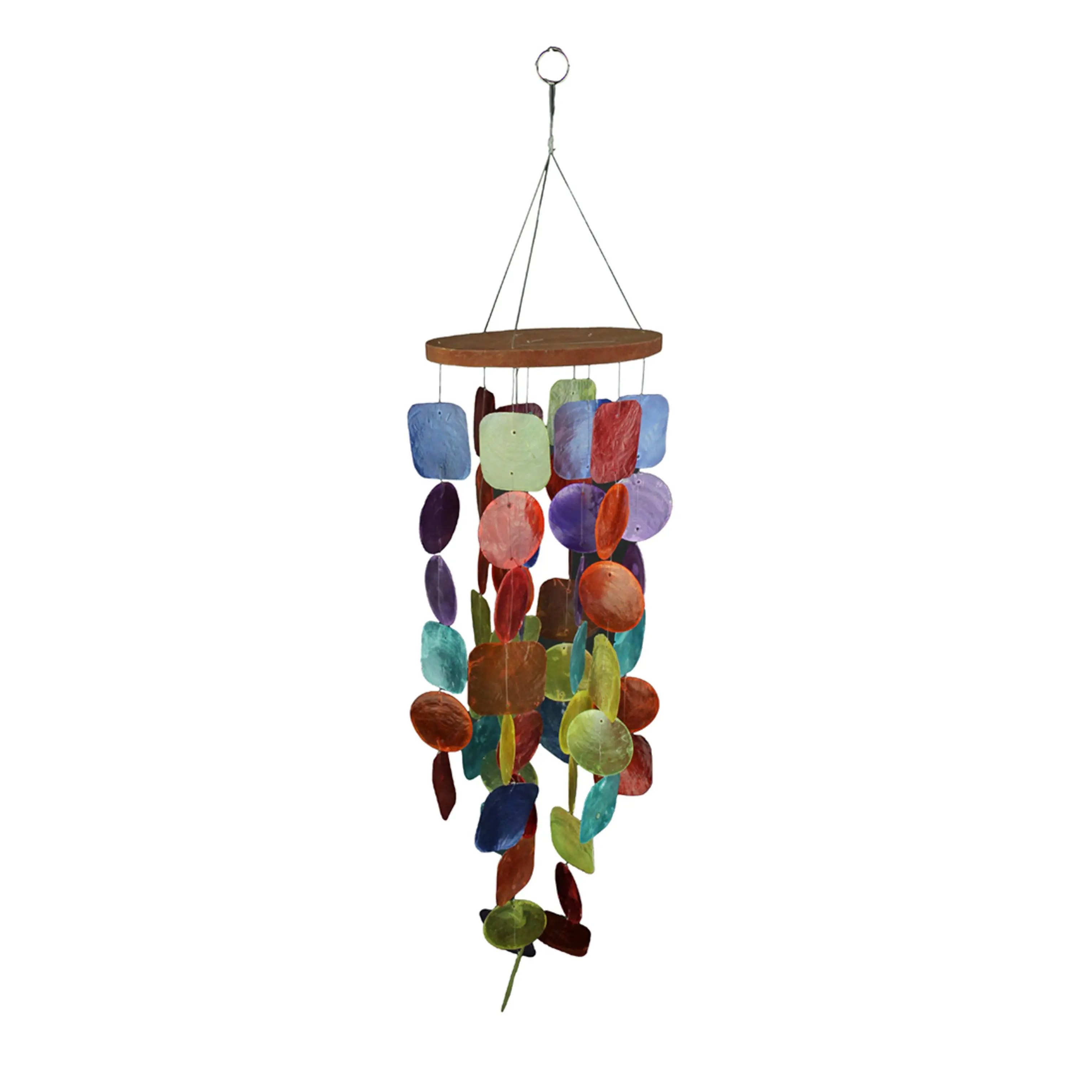 26in Multicolor Capiz Shell Wind Chime - Vibrant Garden Tunes for Outdoor Joy