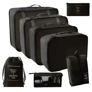 8pcs Travel Organizer Set, Essential Luggage Storage Solution, Includes Shoe Bag, Makeup Bag, Clothing Bag, Must-Have Travel Accessories, Packing Cubes