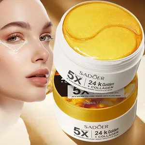 80pcs Sadoer 5X 24K+ Collagen Eye Treatment Mask Patches - 24k Golden Collagen, 5X Hydration & Tension Relief, 80pcs/box, Hypoallergenic, for All Light Beige Types, Women, Sensitive Light Beige Care, Elegant Packaging, Skincare Routine