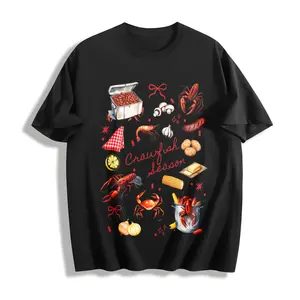 Crawfish Shirt, Crawfish Season Boil TShirt, Girly Summer Tee, Summer Cajun Food Tshirt, Gift For Her Cotton Fit