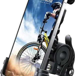 Lamicall Bike Phone Holder for Motorcycles & Scooters Secure Silicone Grip Adjustable Stand for 4.7-6.8" Smartphones Compatible with iPhone 15 Series Easy Install One-Handed Operation Installation Cellphone Protection