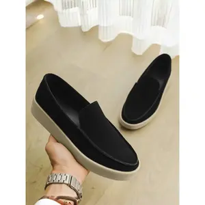 Men's Suede Loafers Shoes, Simple Design Lightweight Sole, Office Weekend Out Daily Driving, Fashion Comfortable Footwear, PU Leather Loafers