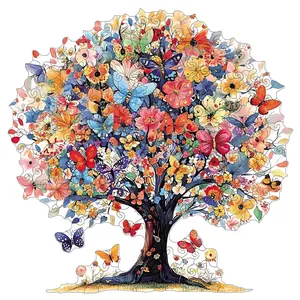 Butterfly Tree Wooden Jigsaw Puzzle, Unique Irregular Animal Shape Toy, Creative Handmade Decoration, Holiday Gift Home Decor Family Game