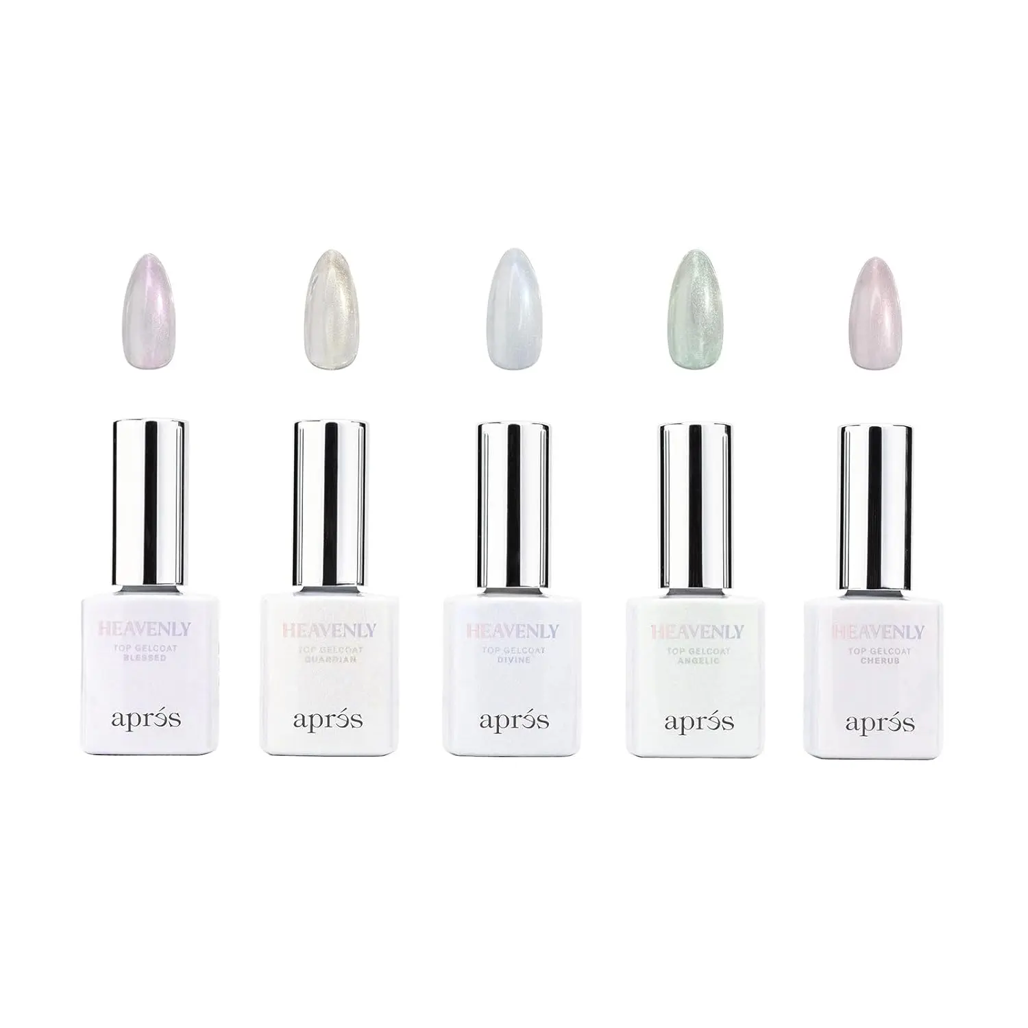 APRÉS Heavenly Premium Overlay Gel Top Coat, 15ml Non-Wipe LED-Cure (60s) Nail Polish, 1 Bottle with 5 Shimmer Effects for Refined Sparkle Manicure & Nail Art, US Compatible UV Gel Bottle APRÉS Heavenly Premium Overlay Gel Top Coat, 15ml Non-Wipe LED-Cure (60s) Nail Polish, 1 Bottle with 5 Shimmer Effects for Refined Sparkle Manicure & Nail Art, US Compatible UV Gel Bottle