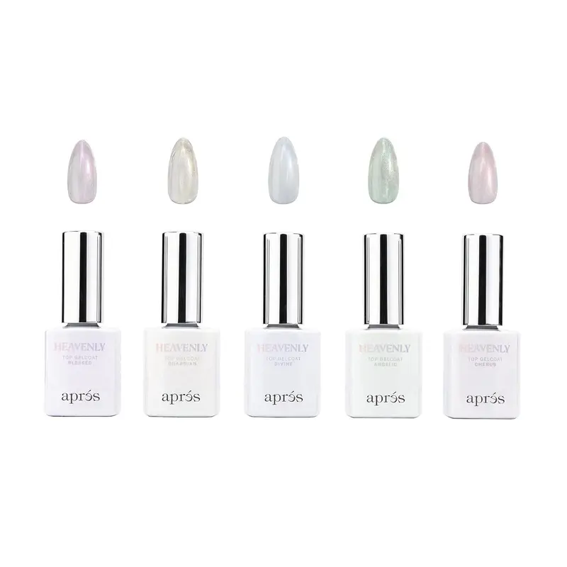 APRÉS Nail Heavenly Top Gelcoat 15ml Cosmetic Premium Top Coat, Non-Wipe Shimmer UV Overlay Gel, Light-Reflecting Sparkle Holographic Finish for Nail Care Use Cases