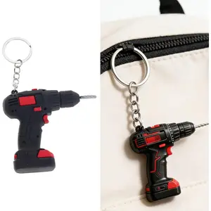 Portable Small Electric Keychain Drill Charm Realistic Design Sturdy Fun Decorative Keychain with Secure Clasp for Keys Bags and Backpacks
