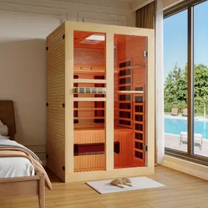 2-Person Infrared Sauna with Red Light Therapy - Full Spectrum Hemlock Sauna Featuring Fast 15-Minute Preheat Function, Designed to Accommodate Two People for Shared Relaxation