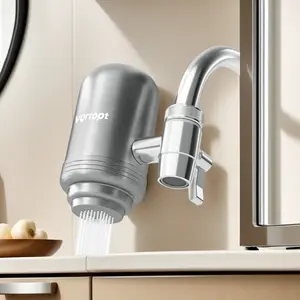Stainless Steel Faucet Water Filter for Sink - 500 Gallons Water Purifier for Faucet - Mount Tap Water Filtration System for Kitchen,Tub,Reduces Lead, Chlorine and Bad Taste,T2 (1 Filter)