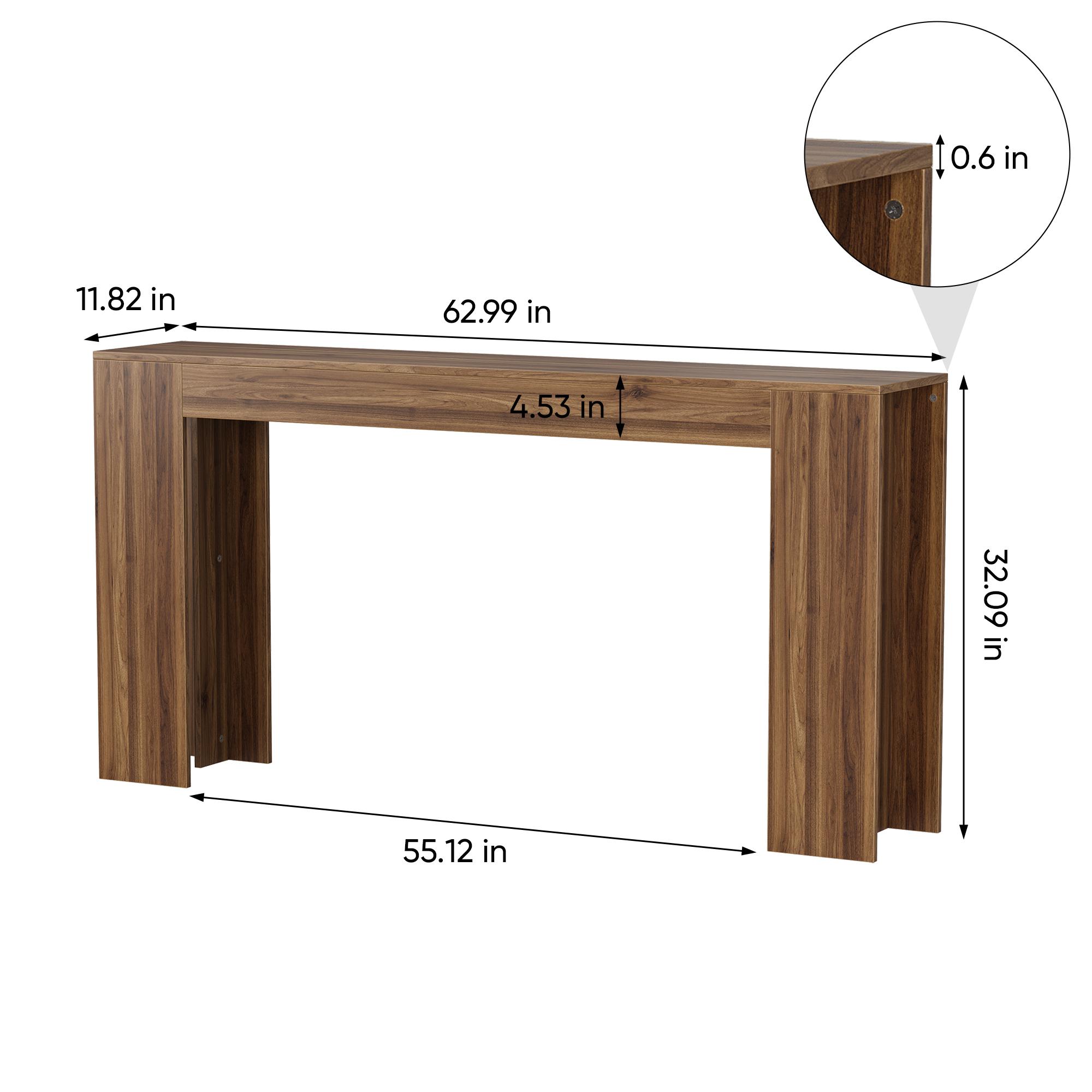 63 in Farmhouse Wood Console Table with Rectangular Tabletop, Narrow Long Indoor Furniture for Entryway Foyer, Easy Assembly Walnut Hall Table 63 in Farmhouse Wood Console Table with Rectangular Tabletop, Narrow Long Indoor Furniture for Entryway Foyer, Easy Assembly Walnut Hall Table