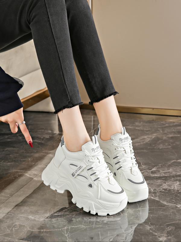 Women's Wedge Heel Thick Sole Sports Shoes, Comfortable and Stylish Athletic Footwear, Perfect for Casual Wear and Daily Use, Sneakers Height Shoes