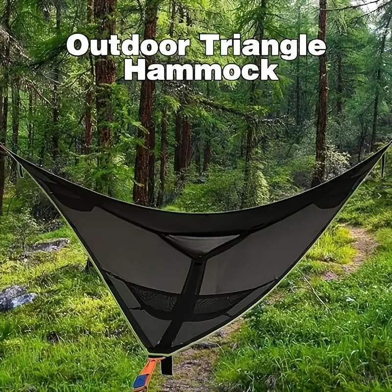 Heavy-duty 800-pound Capacity Triangular Camping Hammock, Equipped with 3 Zipper Straps And A Storage Bag. 9-foot Portable Outdoor Hammock Suitable for Adults, Made Of Multi-functional And Durable Textile Material. Ideal for Backyards