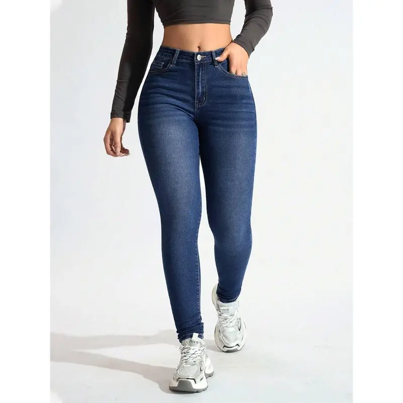 Women's Pocket Skinny Casual Versatile Denim Jeans Y2k Fabric Fit