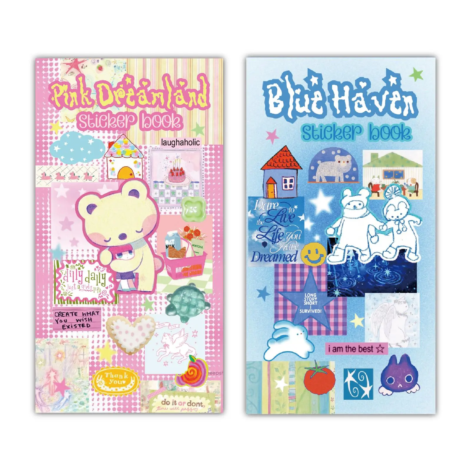 Color Series Collage Book Stickers, Blue & Pink Duo Theme Set, 40 Sheets 560+ PCS for Journaling, Scrapbooking