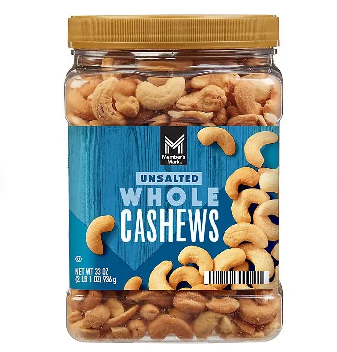 Member's Mark Unsalted Whole Cashews, 33 oz - High Protein Perfect healthy snack Member's Mark Unsalted Whole Cashews, 33 oz - High Protein Perfect healthy snack