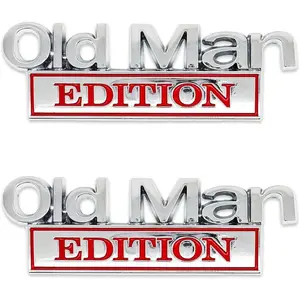 Old Man Edition 2Pcs Alloy Badge Decals Waterproof 3D Sticker for Car Truck Bumper Tailgate SUV Side Rear Tailgate Name Plate