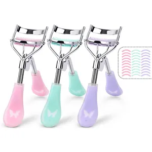 Portable Eyelash Curler with Silicone Pad, 1 Count Stainless Steel Eyelash Curler & 10pcs Replacement Pad, Eye Makeup Tool for Women, Valentine's Day Gift