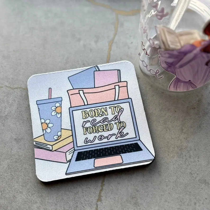 Born to Read, Forced to Work Coaster - ONE Coaster Coffee Set