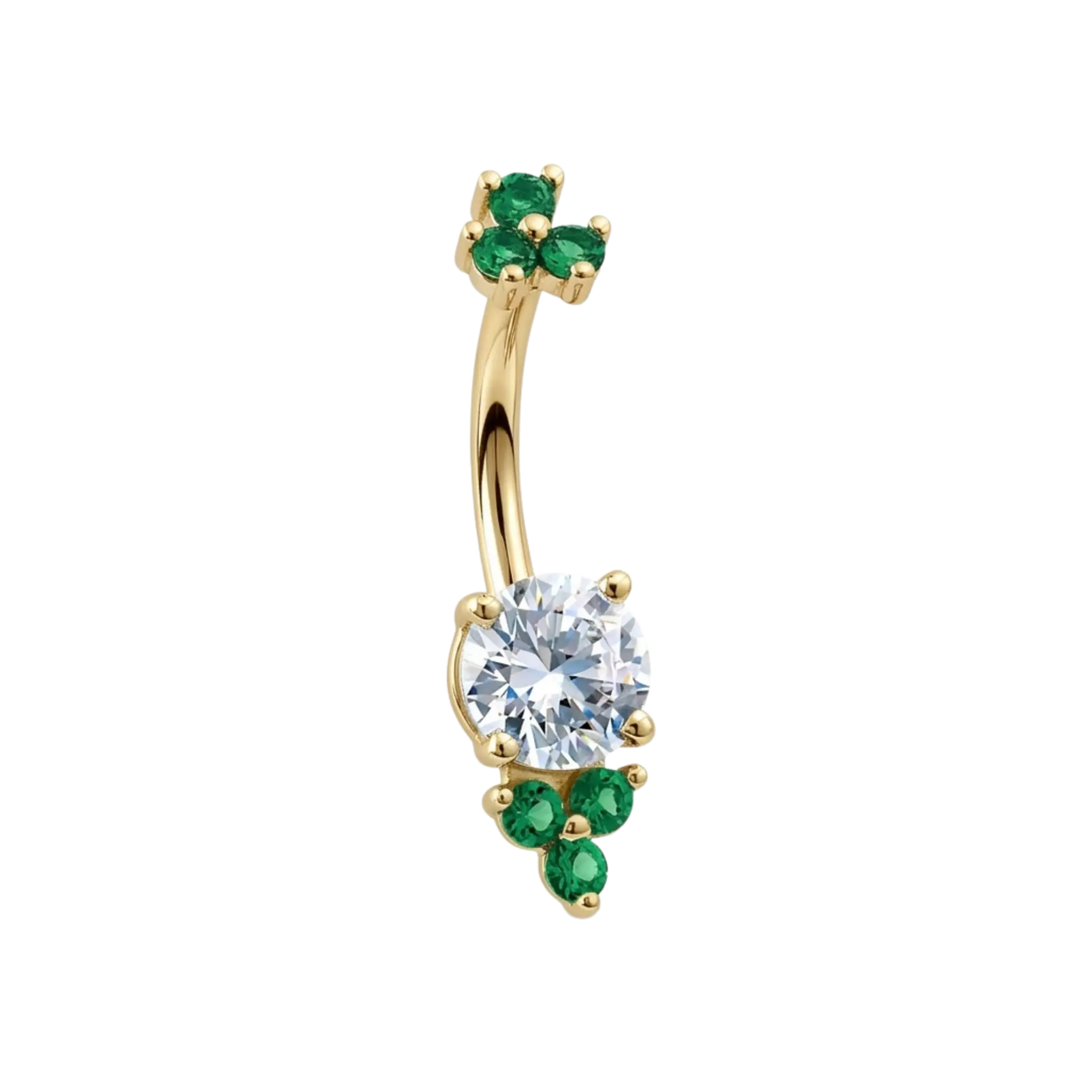 Floral Gem Curved Barbell – 14K Gold Curved Barbell