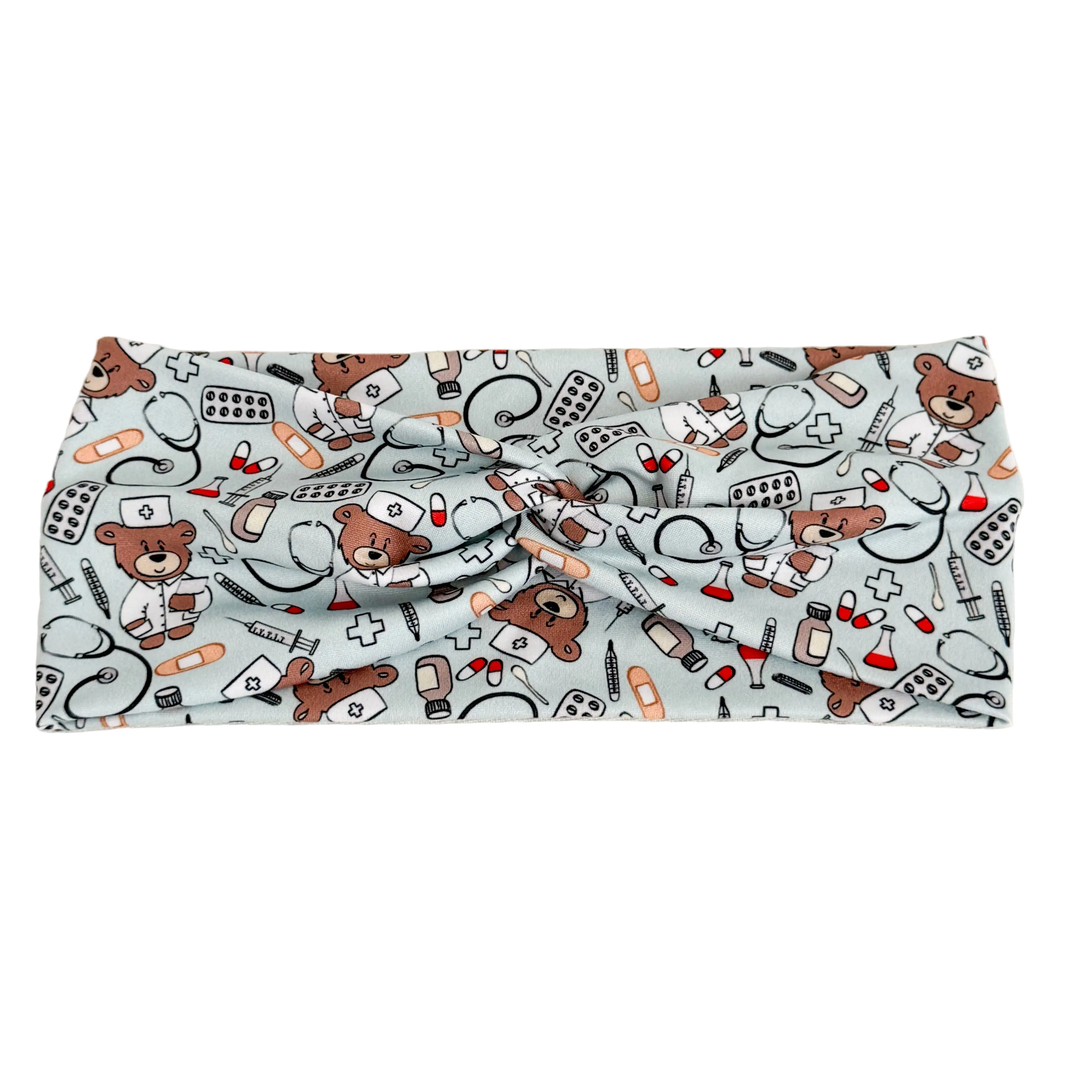 Doctor Bear Twist Headband – Handmade Gift for Doctors, Residents & Medical Students
