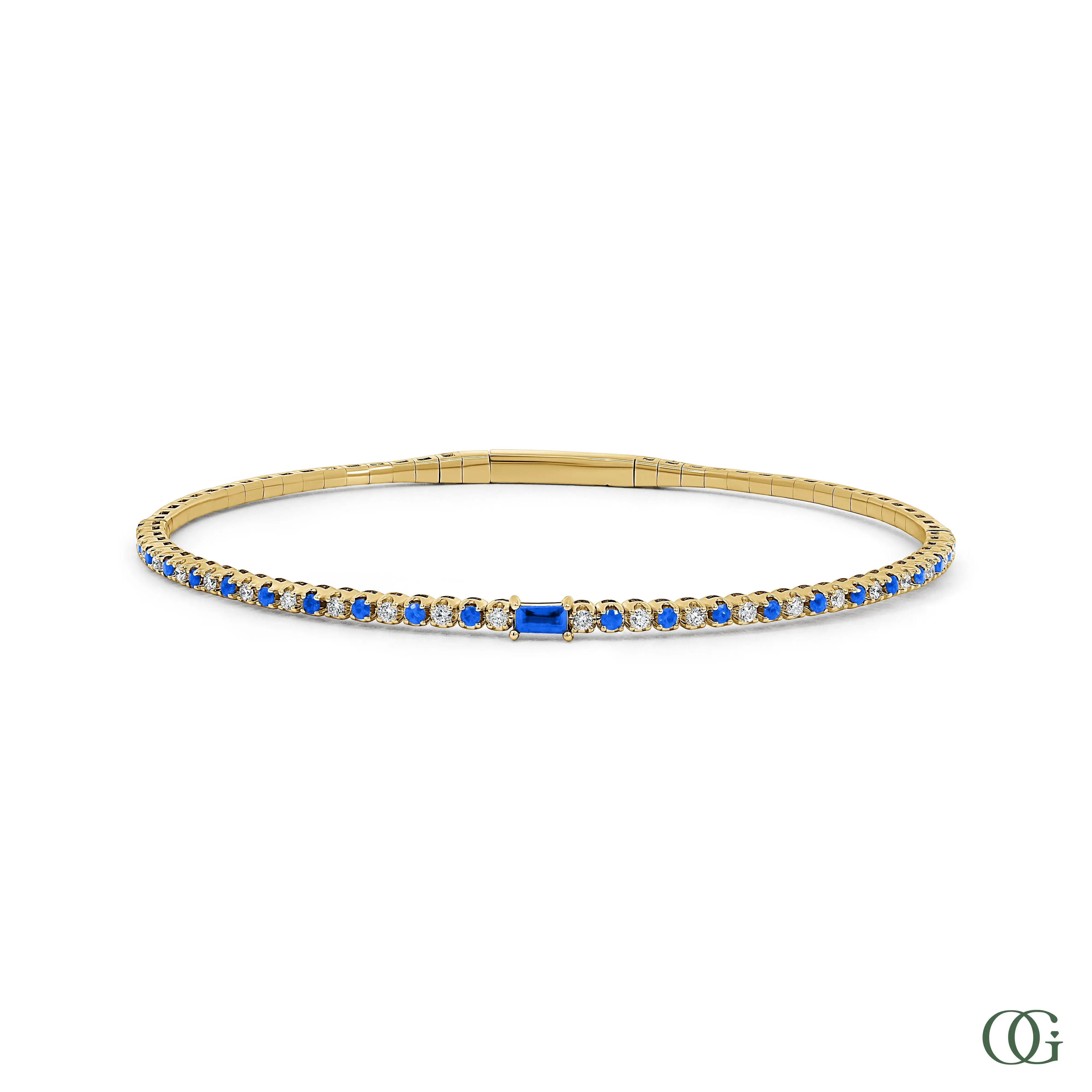 Dainty Sapphire & Diamond Bangle 0.6 CTW