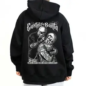 Cartel Santa Hoodie Sweatshirt T-Shirt Oversized Outfits Casual, Chicanos Clothing, Cholo Clothes Mexican Style