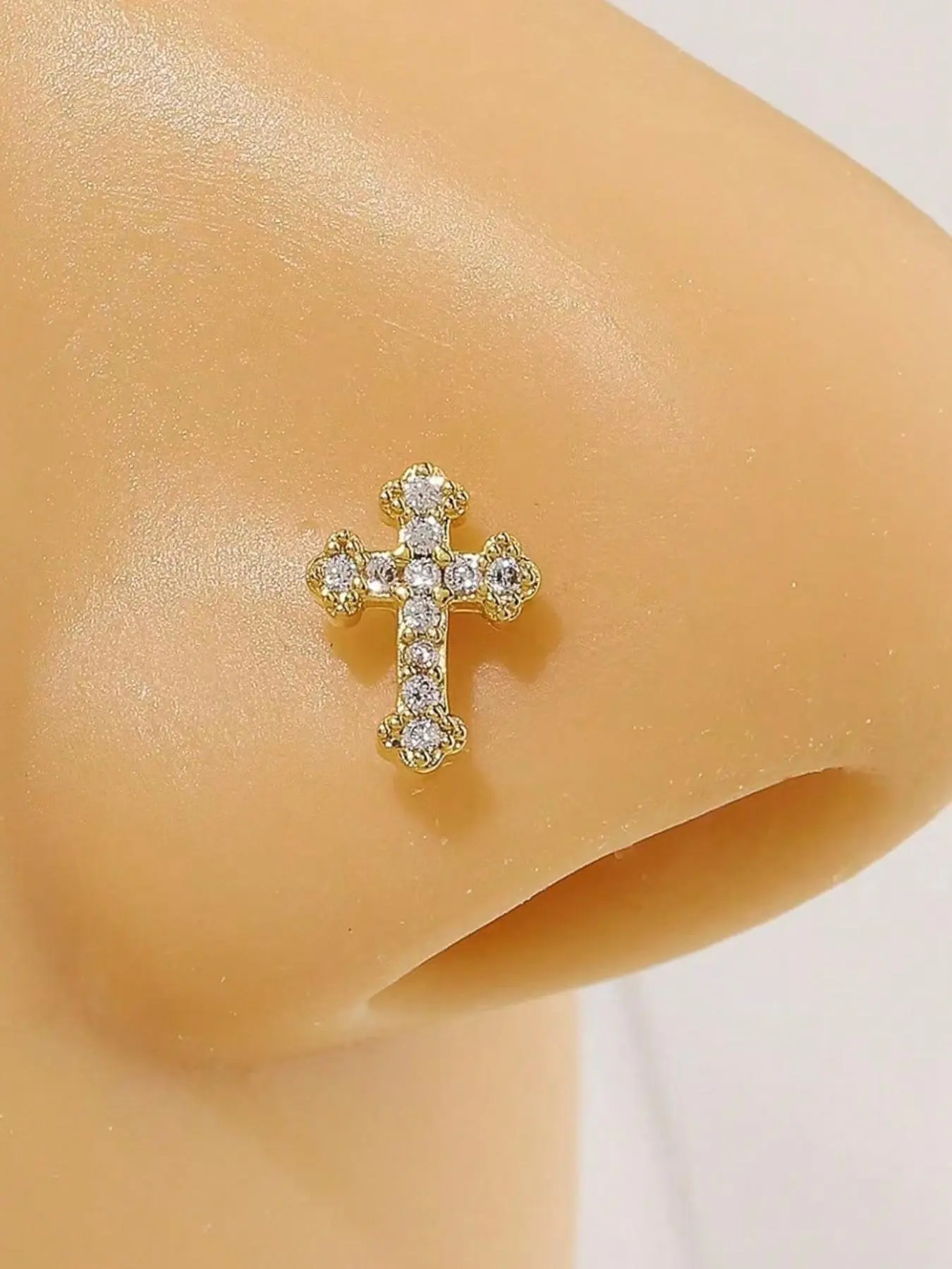 Fashionable Cross Nose Ring with Geometric Pattern for Piercing Enthusiasts, Unique Daily Wear Accessory, Unisex Sexy Copper Chain Design for Special Occasions, Body Jewelry, Nose Piercing Jewelry