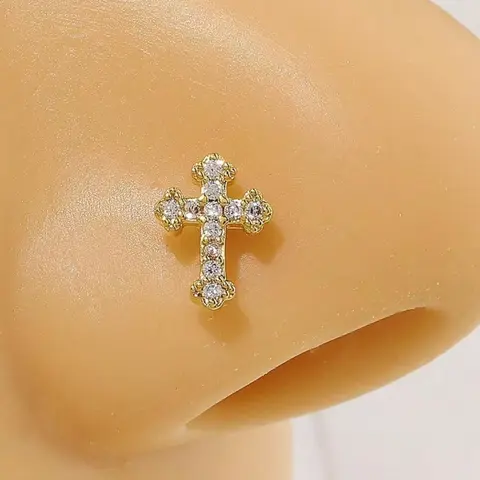 Fashionable Cross Nose Ring with Geometric Pattern for Piercing Enthusiasts, Unique Daily Wear Accessory, Unisex Sexy Copper Chain Design for Special Occasions, Body Jewelry, Nose Piercing Jewelry