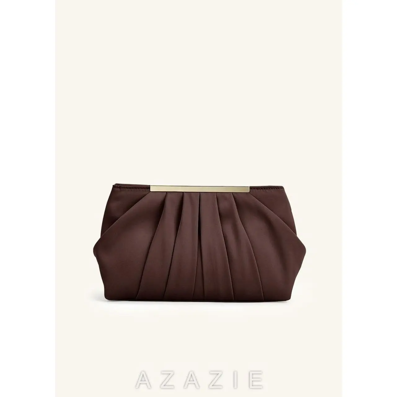 Matching Color Stretch Satin Pleated Clutch