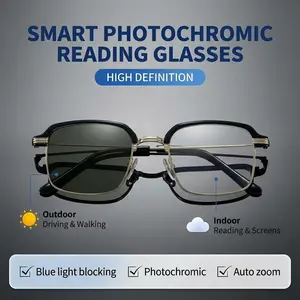 HD Reading Glasses, Anti-Blue Light & UV Protection, Photochromic Lenses for Indoor & Outdoor Use