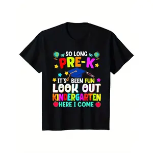 Boys Girls So Long Pre-K Graduation Kindergarten Here I Come 2026 T-Shirt for Boys Fashion Trend Bottoming Shirt Breathable, Casual Comfortable Top Streetwear Fashion Casual Summer Tee Crew Neck Short Sleeve T-Shirt Best Gift for Kids (3-13Y)
