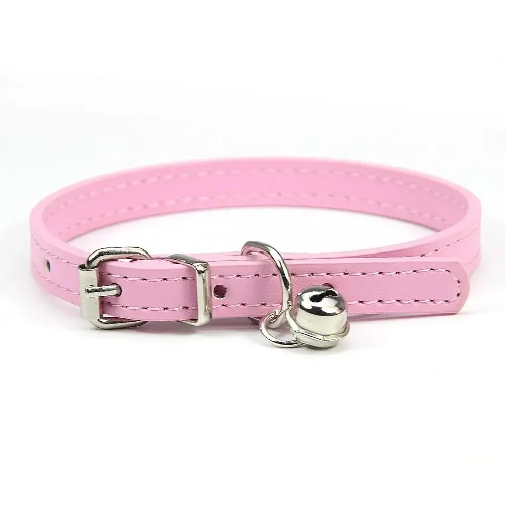 Cute Bells Collar for Small Dogs & Kittens, PU Leather Pet Collar, Pink Chihuahua Cat Accessory, Pet Supplies, Bells Collars, Cute Collars