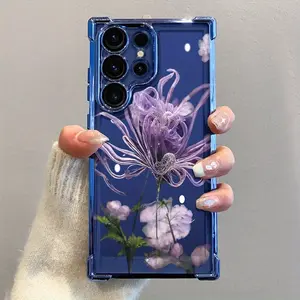 Phone Case: Elegant Purple Floral Pattern Four-corner Drop-proof New Phone Case for Galaxy S20/S20+/S20 FE/S20 Ultra/S21 5G/S21 FE 5G/S21 Ultra 5G/S22 5G/S22+ 5G/S22 Ultra 5G/S23/S23 Ultra/S24/S24 Plus/S24 Ultra/S24 FE/S25/S25 Plus/S25 Ultra/S10, a