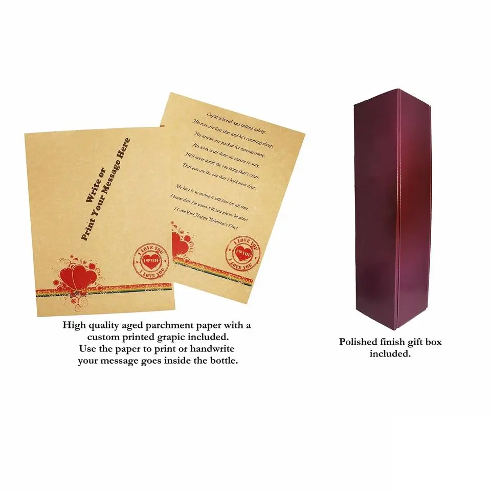212 MAIN Glass Message in a Bottle Kit - MIBSealIt, Print & Write Your Own Letter, 12in Customizable Unique Surprise Gift for Boyfriend & Girlfriend, Elegant Gift Box for Home & Festive Party Supplies, Unique Gift