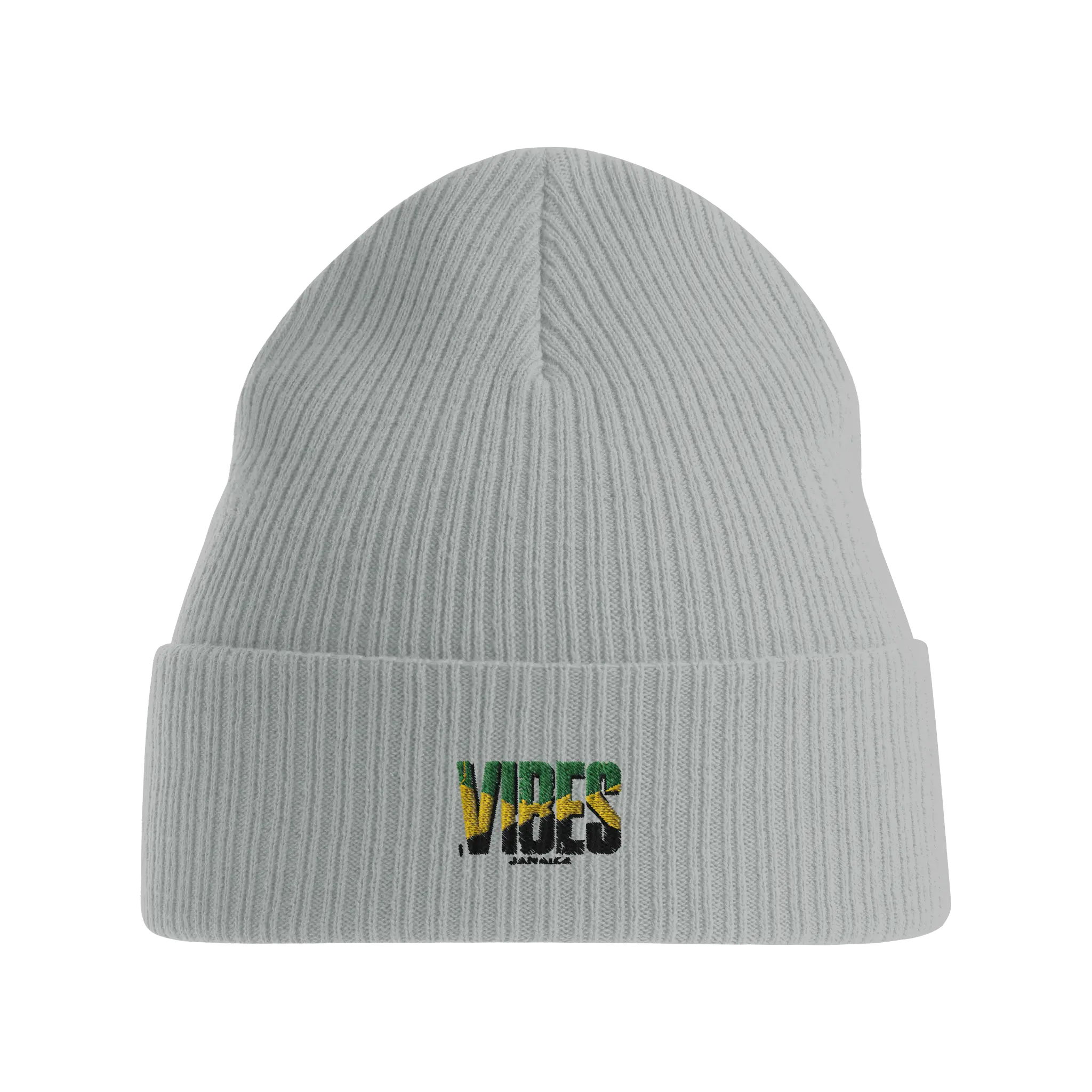STYLISH 3 TEES Unisex Cotton Plain Cuffed Beanie - Sustainable Material, Vibes Jamaica Atlantis NELSON Light Grey