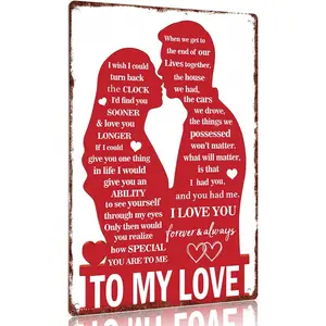 Retro Aluminum Metal Sign 12x8in - "Love You Longer" Heartfelt Couple Quote Decor - Valentine's Gift for Partner Anniversary Special Lightweight