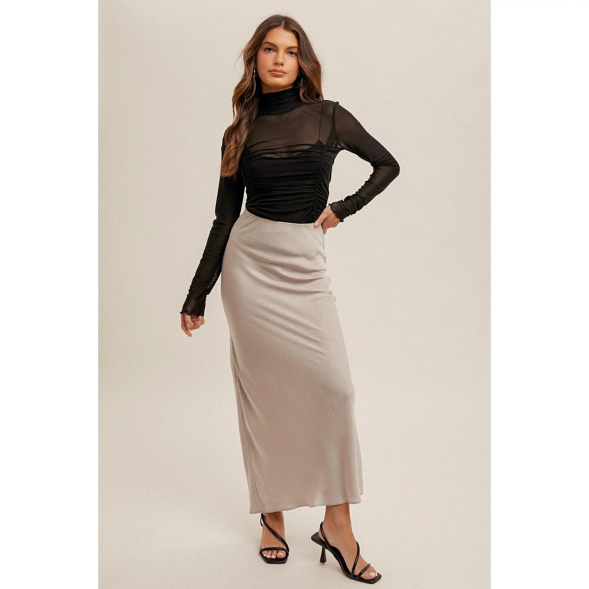 25 % OFF!  CRINKLE TEXTURED SKIN MAXI SKIRT