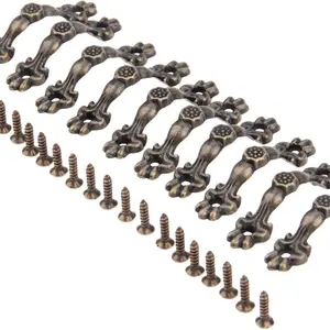 0pcs Antique Brass Decorative Pulls Handles for Mini Jewelry Box Drawer Cabinet Cupboard Chest Decor Arch Shape 1.69x0.43inch