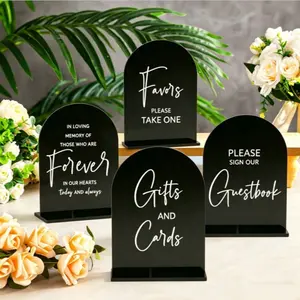 4 Piece Acrylic Wedding Gift Signs, 5x7 Inch, Ideal for Ceremonies and Receptions, Includes Guest Book, Cards, Gifts, June/mother's Day/birthday Decorations